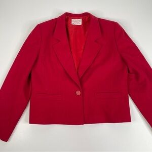 Pendleton Red Wool Blazer Cropped Size Small Vintage